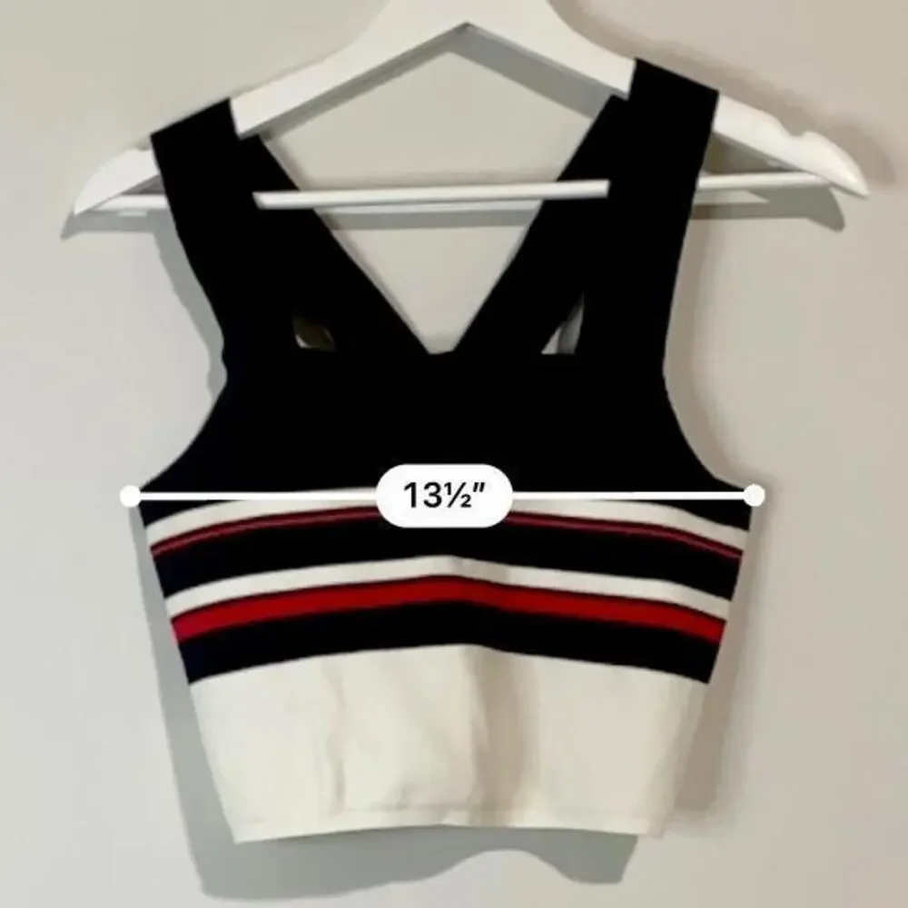 Kendall & Kylie Women's Crop Stripe Sweater Tank Top Cross Back Size Med EUC - Picture 4 of 5